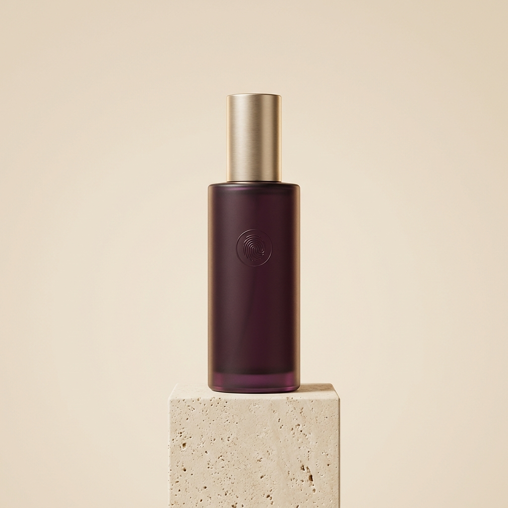 FRISSON cleansing mist bottle on a cream pedestal